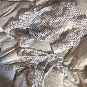 White Mesh Women Intimates Set